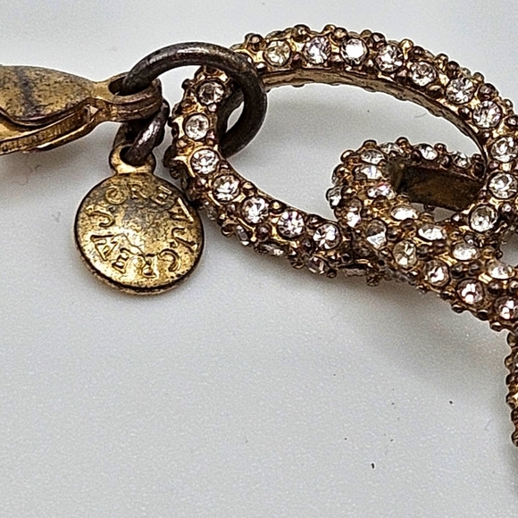 J. Crew Gold Tone Pave Crystal Rhinestone Chunky Link Chain Bracelet - Picture 4 of 5